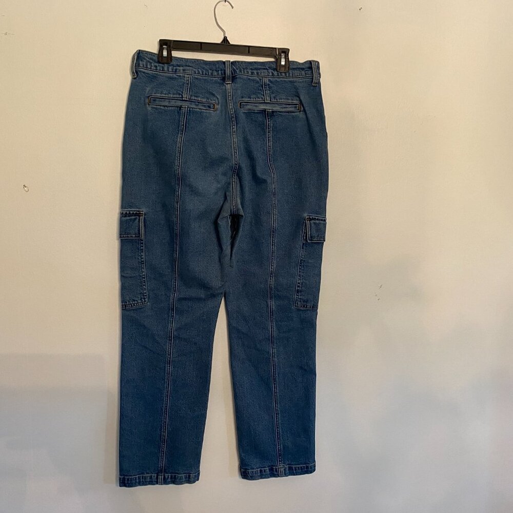 Madewell The '90s Straight Utility Cargo Jeans Densmore Wash Blue Size 31 - Picture 5 of 10